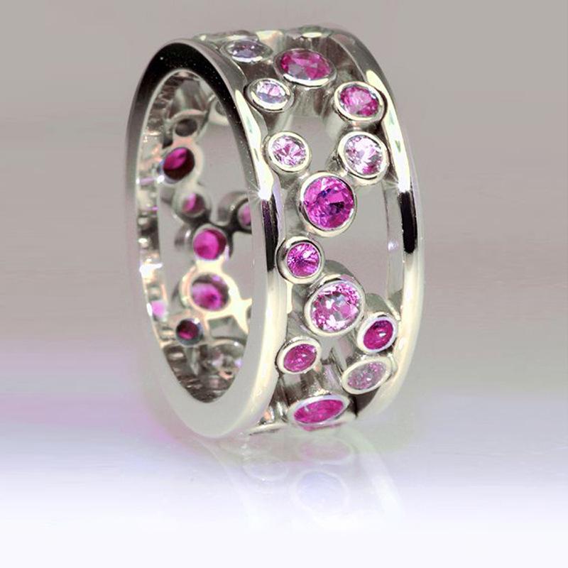 Cao Shi Elegant Zirconia Inlaid Hollow Women's Ring - European & American Style
