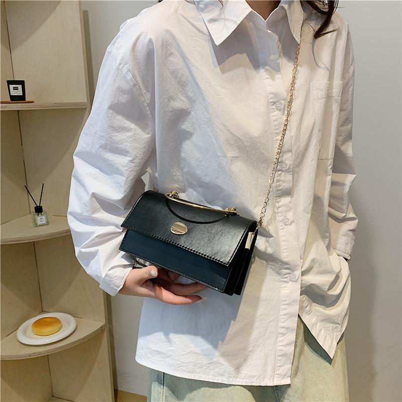 Fashionable Street Style Pu Leather Chain Shoulder Bag Beautiful Square Crossbody Bag