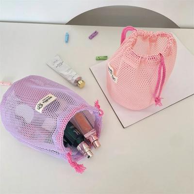 4 Colors Mesh Large Capacity Drawstring Bag Portable Minimalist Toiletries Cosmetics Travel Carrying Storage Bag