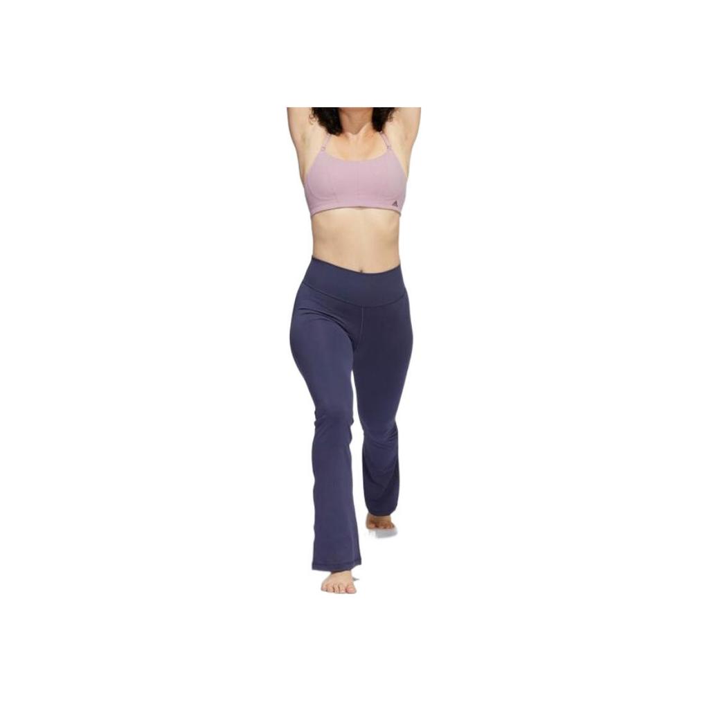 Adidas Solid Color Logo Print Yoga Leggings Women Leggings Navy-Blue HD4456