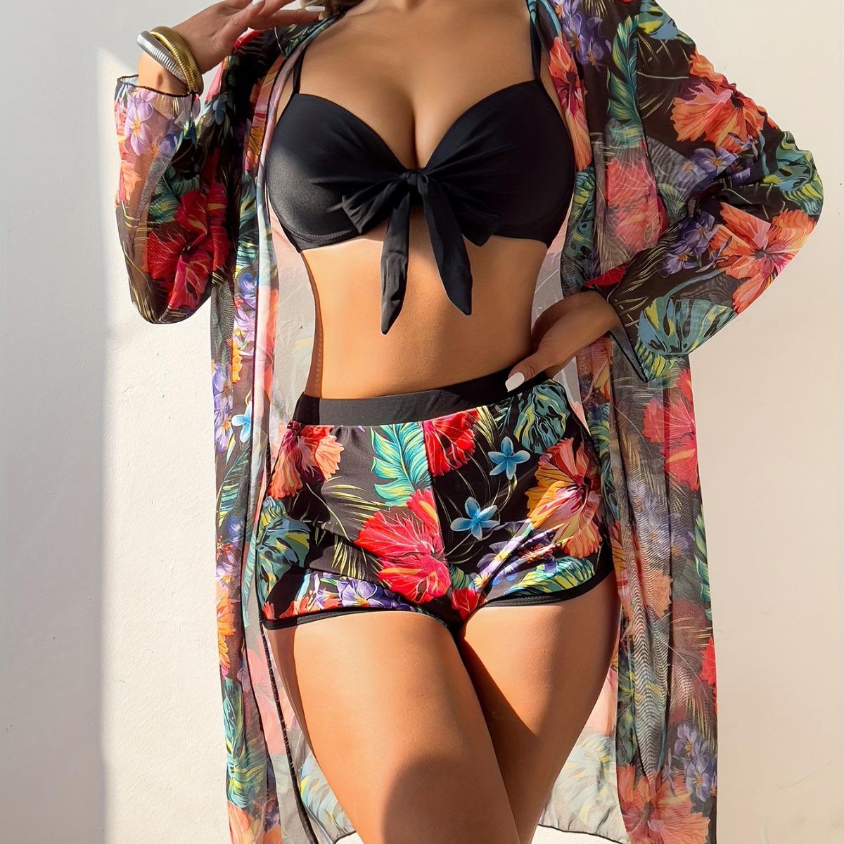 

Женский сексуальный купальник-трикини и пляжная накидка Large