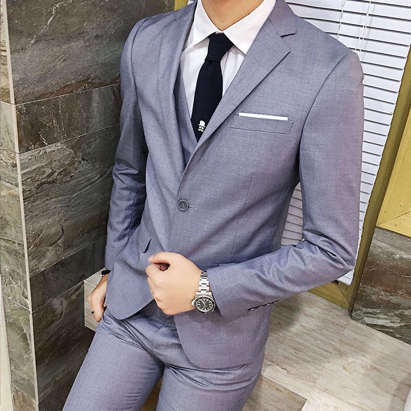 European Size Men's Three-Piece Wedding Suit - Thickened Formal Attire for Grooms