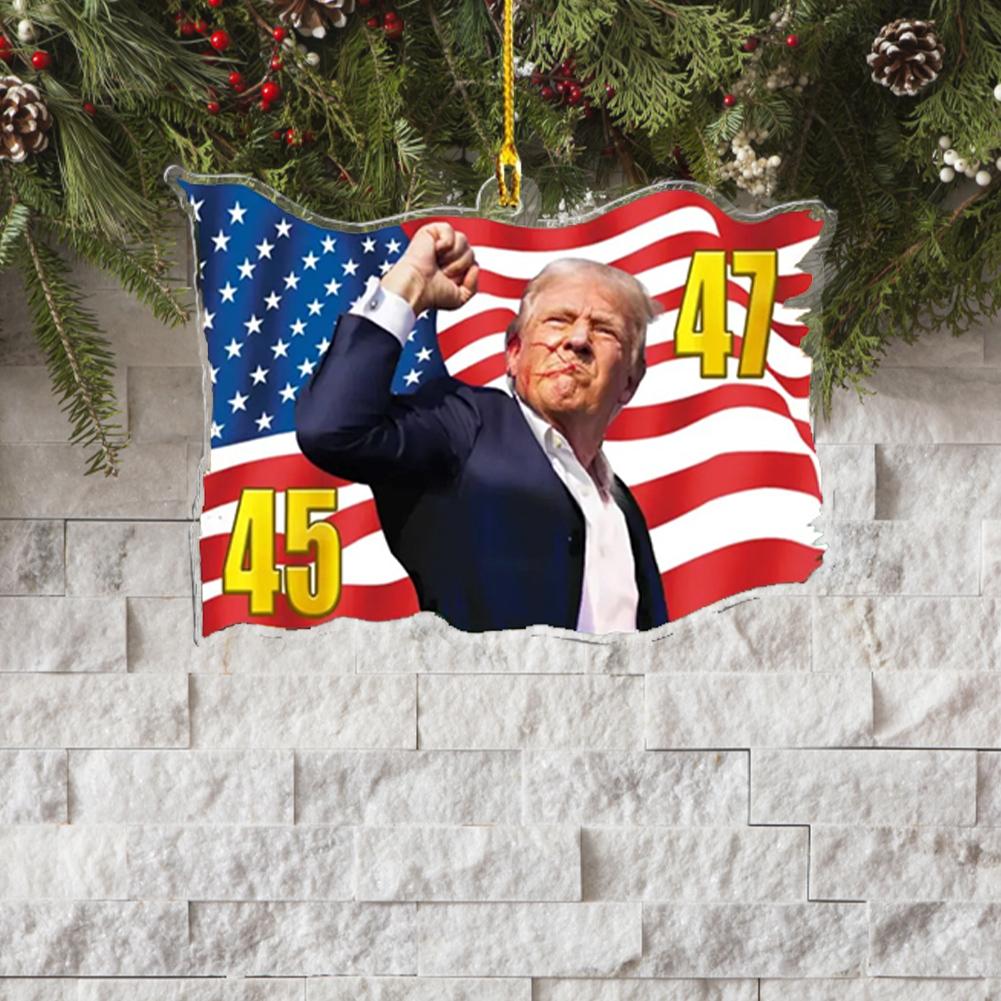 2024 Acrylic US State Memor Ornament Trump America Presidential Election Decor Christmas Gifts for Friends