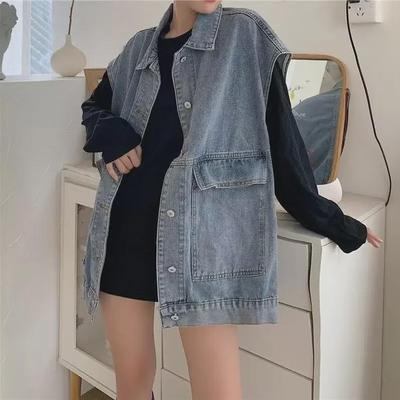 Women's Retro Denim Vest Tops: New Korean Style, Versatile Sleeveless Jackets for Spring and Autumn