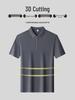 Jin An Men's Seamless Short-Sleeve Spliced Polo Shirt with Half-Zip and Split Hem