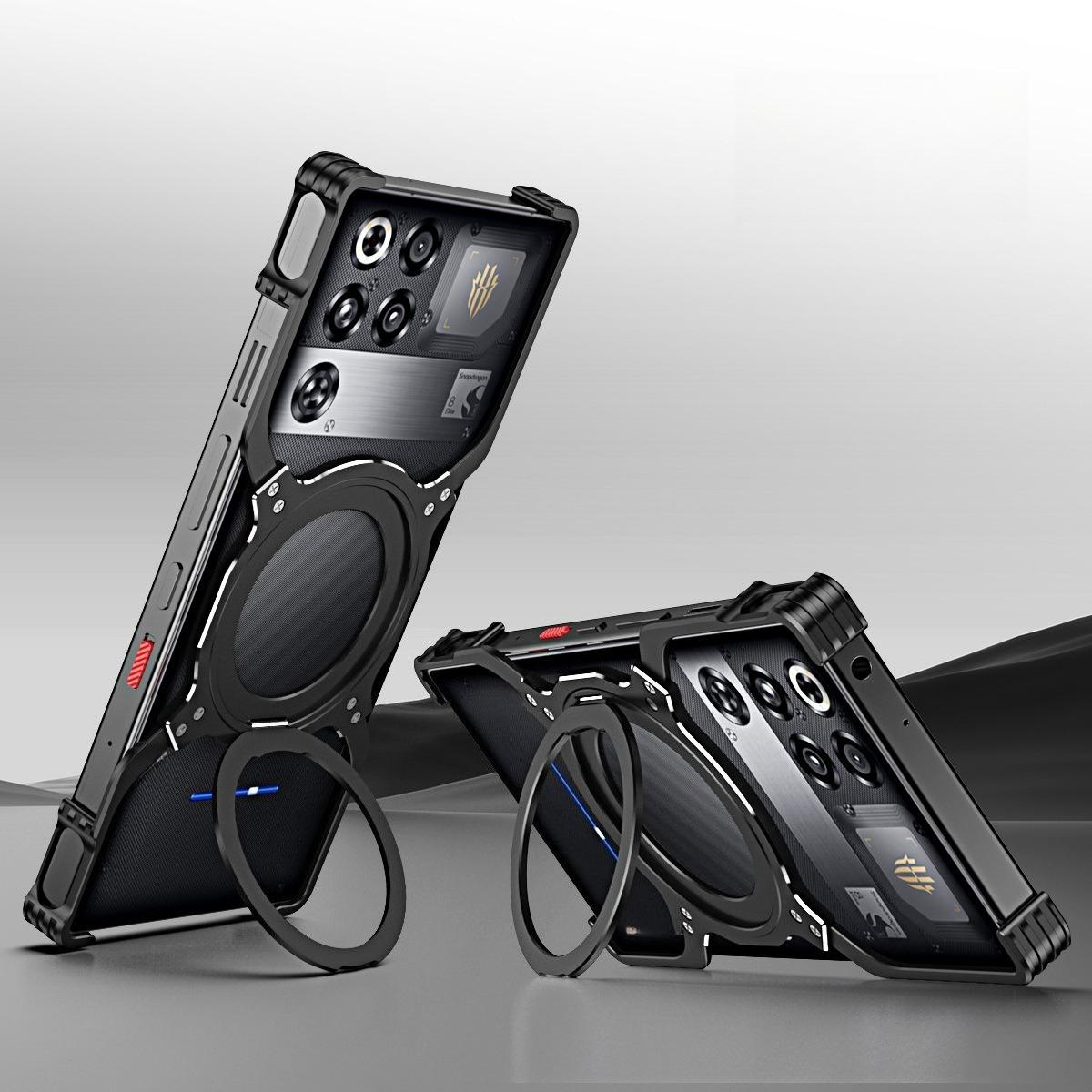 Phone Cases Nubia,Shockproof Case with Metal Heat Dissipation, Magnetic Ring & Rotatable Kickstand Red magic 11pro/11pro+
