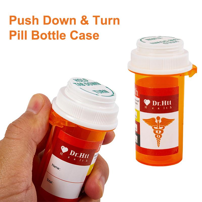 50Ml Push Down & Turn Vial Container Pocket Plastic Storage Stash Jar Pill Bottle Case Box Herb Container