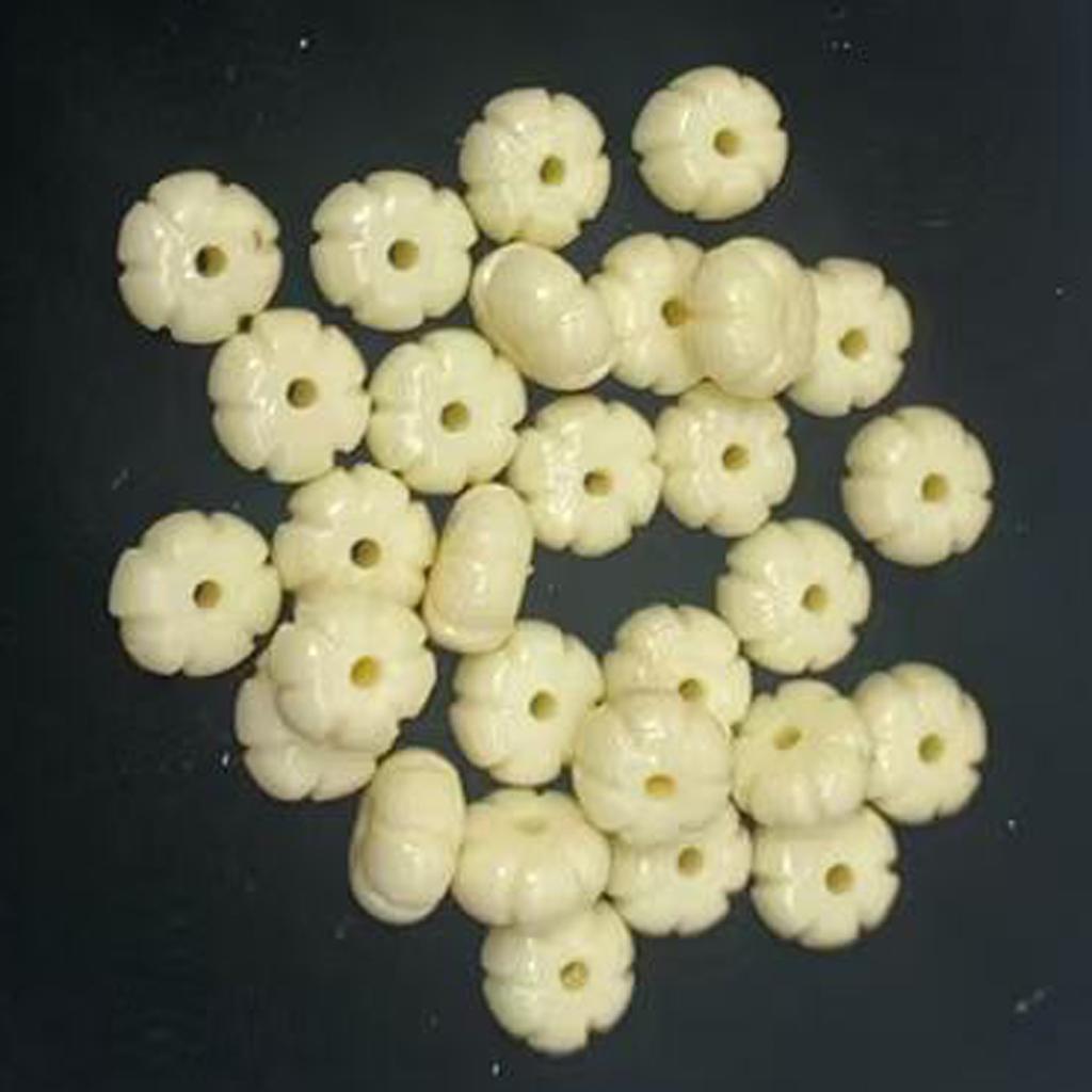 20Pcs Shell Powder Melon Shape Spacer Beads 6x10mm Ivory Flat Pumpkin Beads For DIY Bracelet Jewelry Making