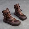 Johnature Hohle, atmungsaktive Retro-Sommerstiefel aus echtem Leder mit Reißverschluss hinten und römischen Sandalen mit dicker Sohle für Damen