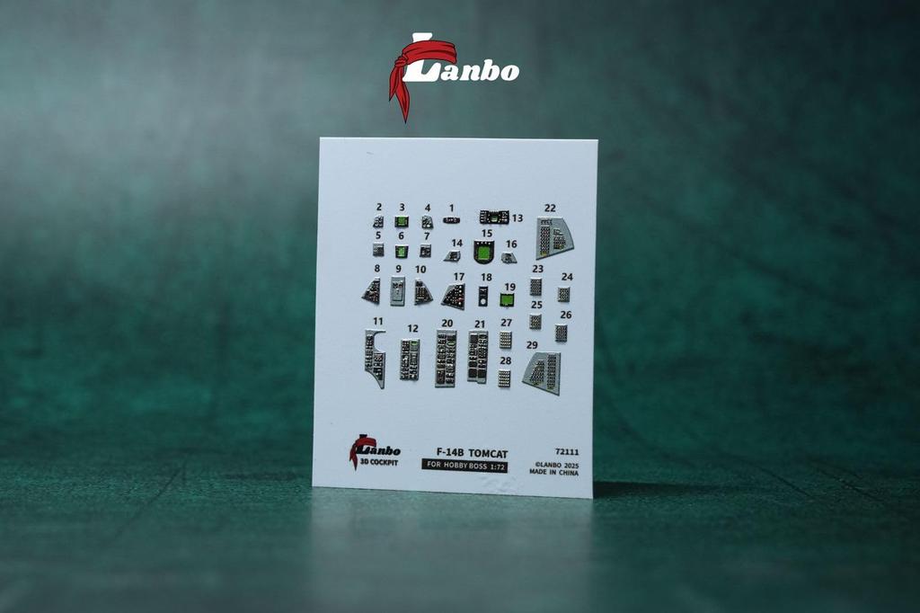 Lambo Models 1/72 F-14B Innenraum 3D-Abziehbild (für Hobby Boss) Plastikmodell-Abziehbild LNB72111 (Flugzeug)