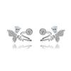 Japanese And Korean Personality And Creativity, High-End Stud Earrings, Zircon Temperament, Butterfly Earbone Stud, Cross-Mirror Silver Jewelry.