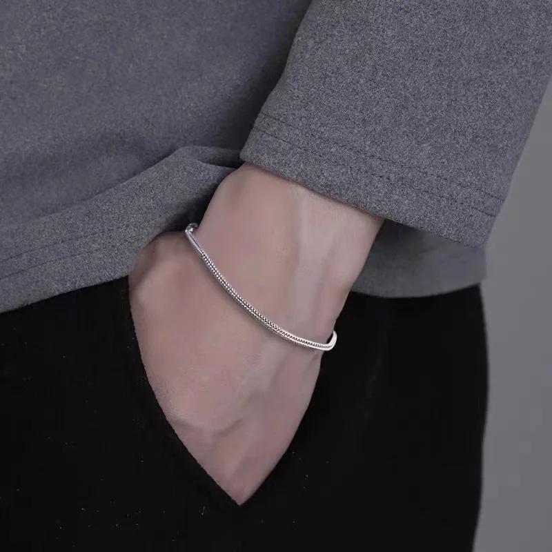 4Pcs/Set Stainless Steel Adjustable Box Chain Bracelets for Men Simple Vintage Silver Color Cuban Bangle Sets Party Jewelry Gift