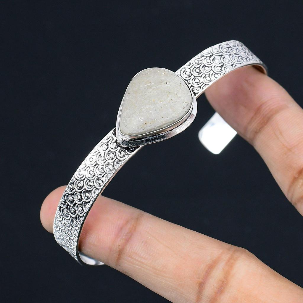 Mothers Day Sale Pear Septarian Gemstone Handcrafted Birthday Bangle 925 Silver