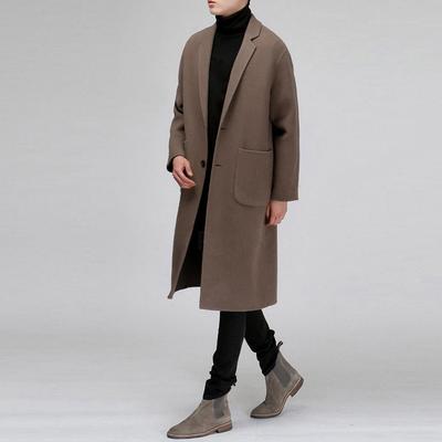 Vinterkläder med bomullsförtjockad herr mellanlång ullkappa koreansk version enkel ungdomlig vardagsjacka trenchcoat herr
