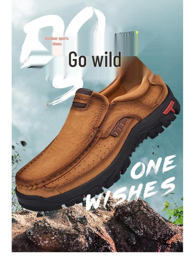 Men's Genuine Leather Plus Size Casual Loafers & Hiking Shoes
