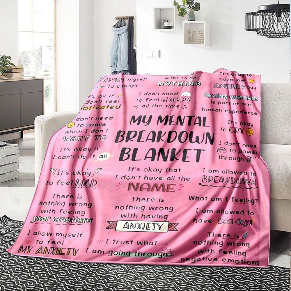 Mental Breakdown Blanket Embracing Emotions Throw Personalized Blanket Customize Text Soft Cozy Suitable For Sofa Couch Office Bed Picnics For All