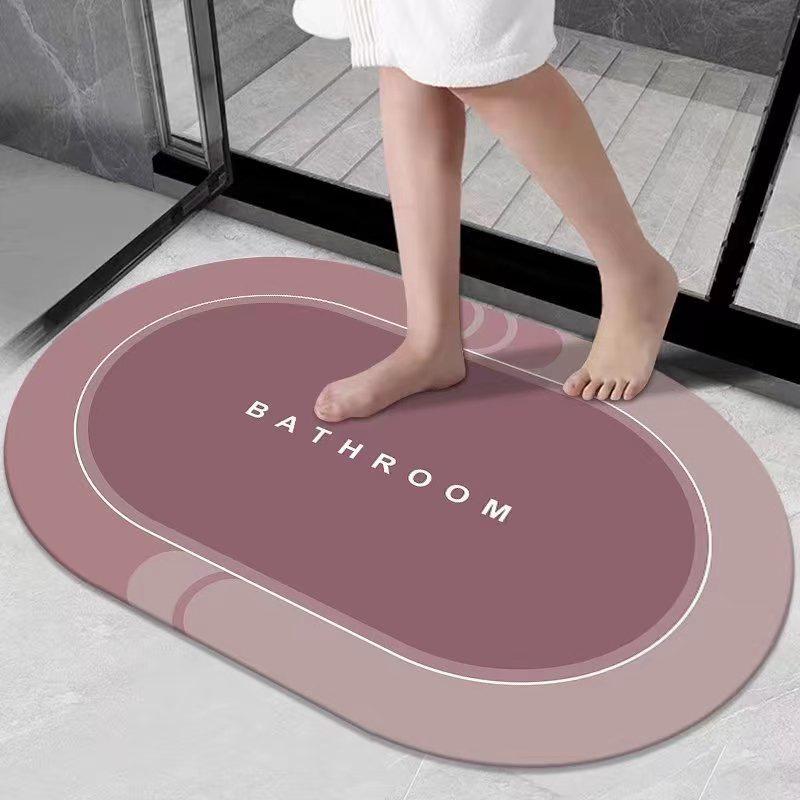 Minimalist Non-Slip Diatomaceous Earth Bath Mat - Absorbent, Dirt-Resistant, Easy-to-Clean Doormat for Bathroom and Entrance.