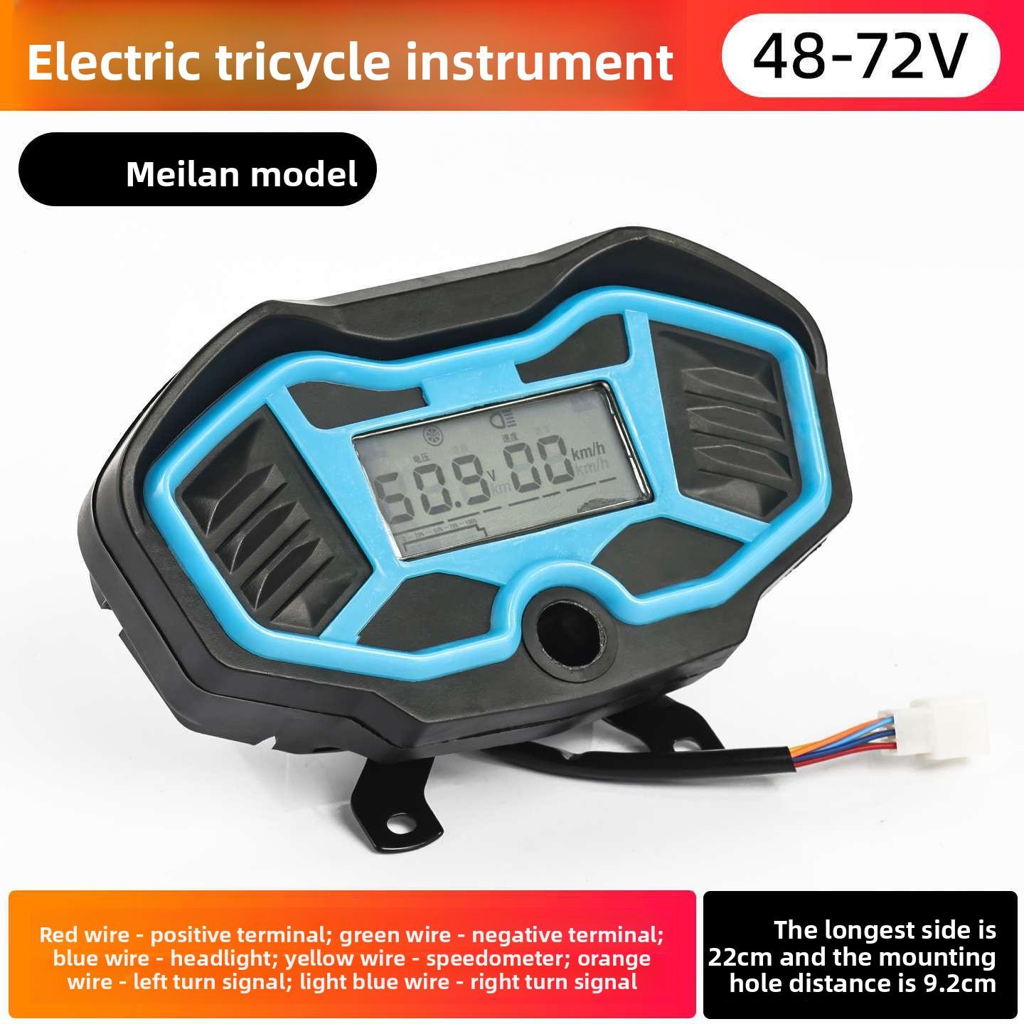Electric tricycle battery level display device, digital instrument assembly, 48-72 volt headlight voltage, dashboard