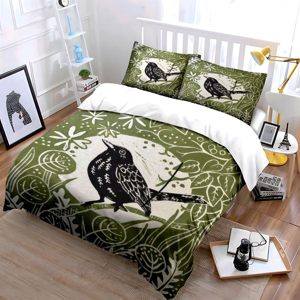 Bird Nature Art Decor Set Soft Comfortable Duvet Cover Bedding Set Included 1*Duvet Cover & 2*Pillowcases, Gift