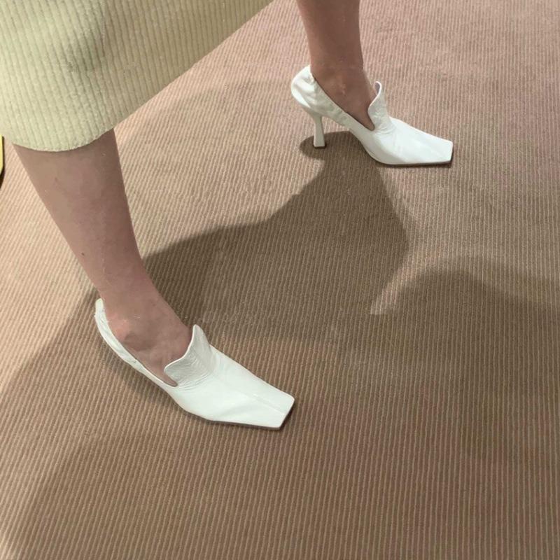 Fashion Wine Red French High Heels Women 2025 Spring and Autumn New Leather Cat with Square Head Single Shoes Women Casual Muller Shoes