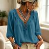 Women's Casual V-Neck Tie Front Top with Ruffle Trim Color