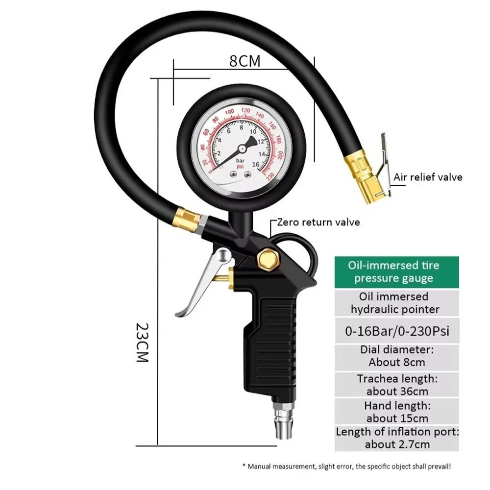 New Black Tire Pressure Gauge Flexible Hose Digital Air Pressure Gauge Tyre Inflator Car