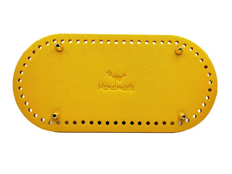 Handmade Leather Crochet Bag Base with Oval Logo - Quality DIY Accessory