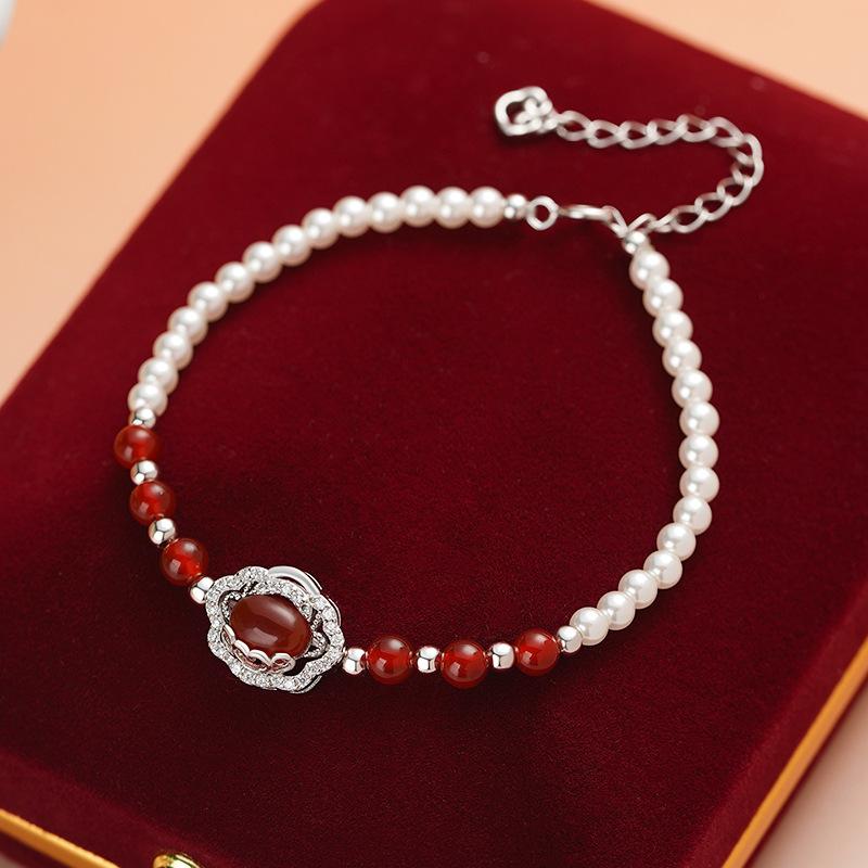 Original Red Agate Ruyi Lock Tassel Necklace Hongyun Jewelry Set