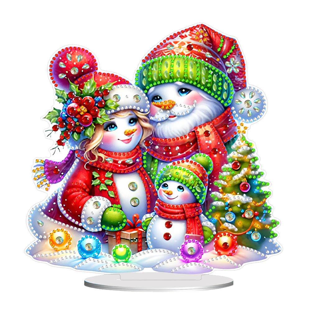 Christmas Snowman Diamond Painting Tabletop Ornaments Kit Acrylic Table Top Diamond Painting Ornament Kits Bedroom Table Decor