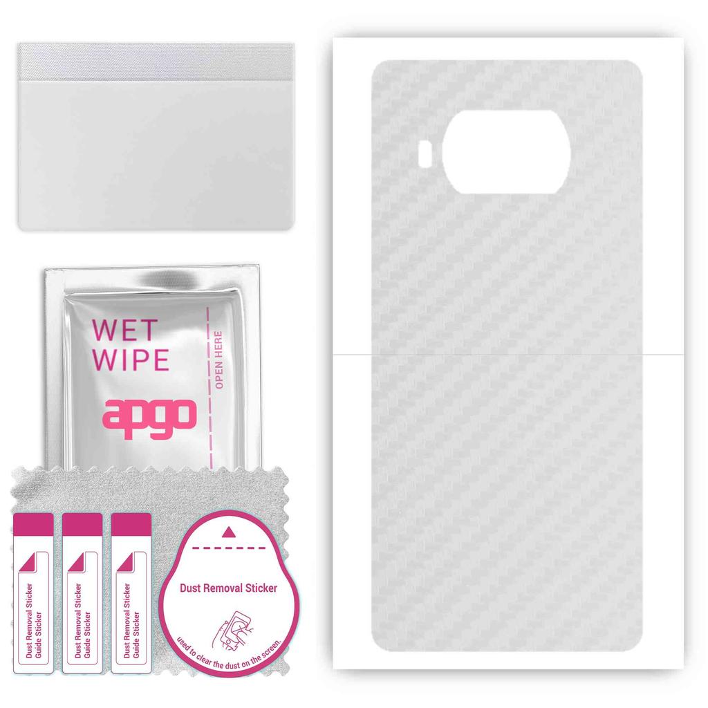 apgo Protective Skin Sticker for the Back Compatible with Xiaomi Mi 10T Lite 5G, Wrap Film, Foil, Vinyl - Pattern Transparent Carbon