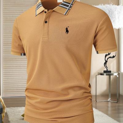 Mens Casual Polo Shirts - Short Sleeve Golf Shirts for Men Fashion Work T Shirt Button Tops 