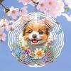 Cute Puppy 2D Kinetic Wind Chime for Outdoor Garden Decor Durable Metal Hanging Gift for Women Mom Grandma Wife Floral Accents Intricate