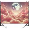 2D Dreamy Pastel Moon & Cloud Photography Background