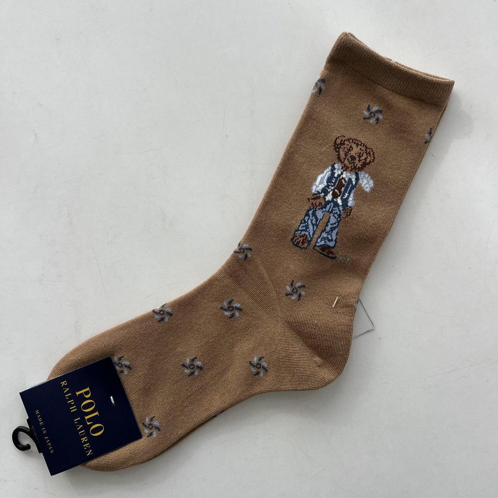 Trendy Mid-Calf Women's Cotton Socks - Four Seasons Style with Cartoon Little Bear Design