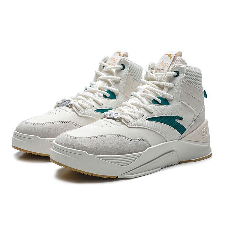 Anta Durable Lightweight Low-Top Skate Shoes Men Sneakers White Green 912238085-2