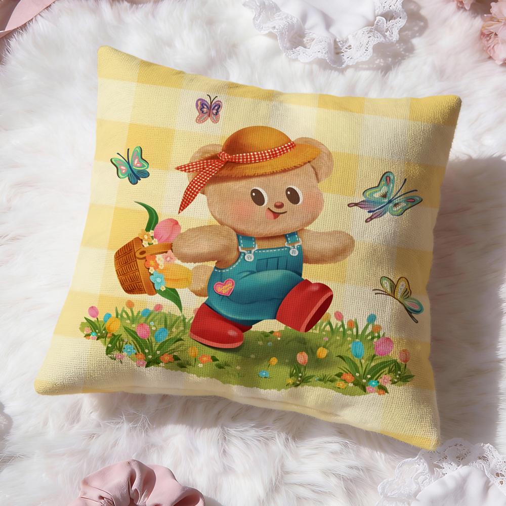 Anime B-Butter BearS Cushion Cover Premium Comfort Reversible Pillow Cove -Two In One Design for Any Room & Car Interior