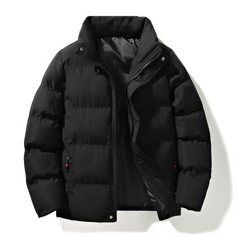 

Autumn and winter new men s cotton-padded jacket fashionable youth cotton-padded top stand-up collar loose large-size cotton-padded top L чорний