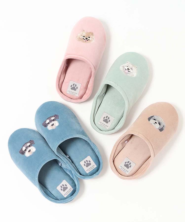 Bleu Bleuet Dog Embroidered Room Shoes/Slippers (Shih Tzu, Japanese Shoe Size, Adult, Numeric, 2_e, 24.0 cm)