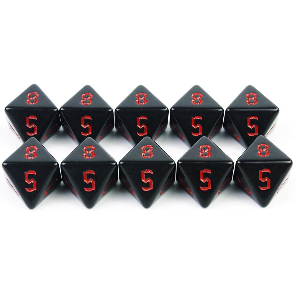 

Акриловые игральные кости D8 многогранные DND Rpg Magic Gathering ролевые настольные игры игральные кости, 10 шт. непрозрачные игральные кости красный
