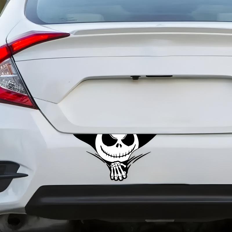 SHEIN TEMU Halloween Cartoon Skeleton Car Body Decal - Scratch-Resistant, Sunscreen, Waterproof