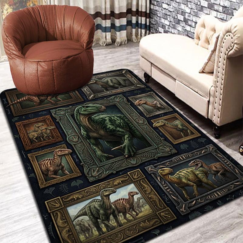 Fossil Frame Dinosaurs Pattern Rug Floor Mat for Living Room or Bedroom Soft and Comfortable Carpet a Gift for Birthday and Holiday.