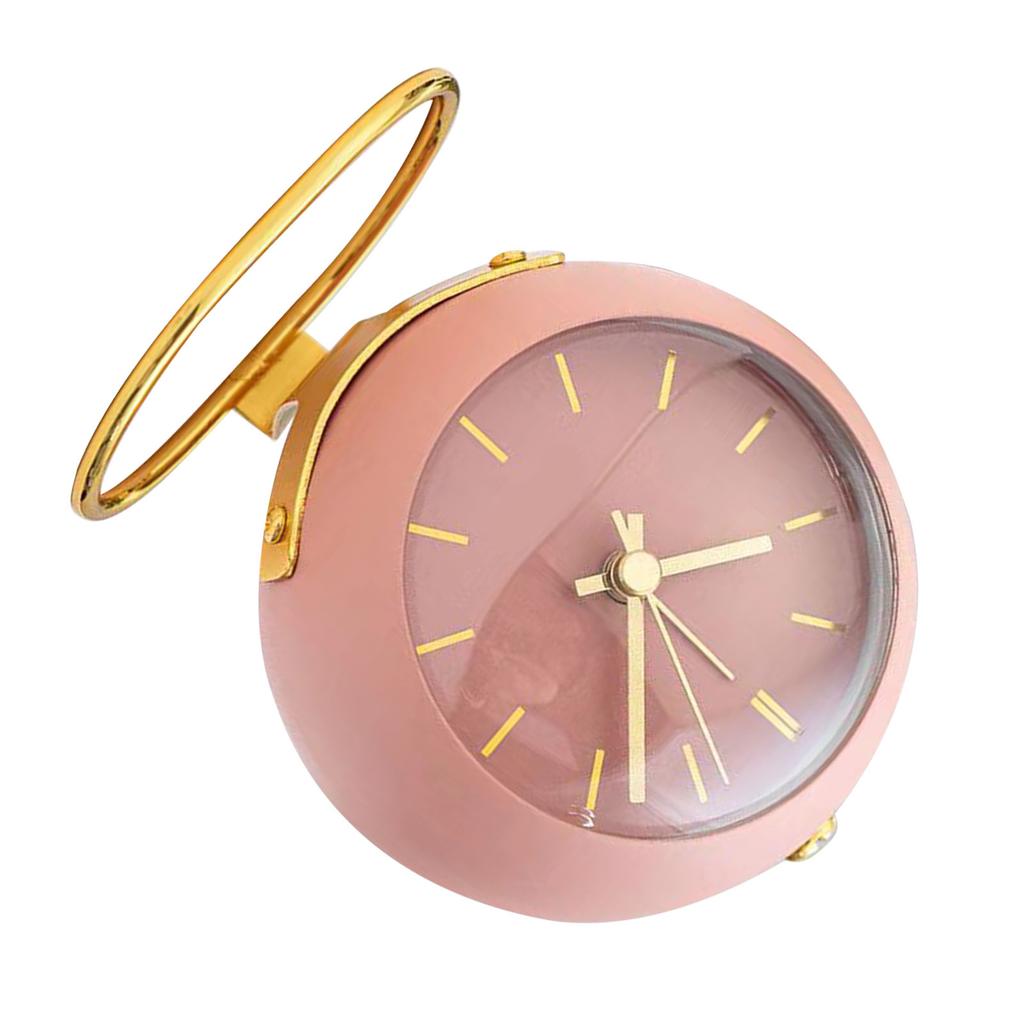 Tischwecker Studentenwohnheim Mini-Wecker Ornamente Einfache Metall-Tischuhr Rosa