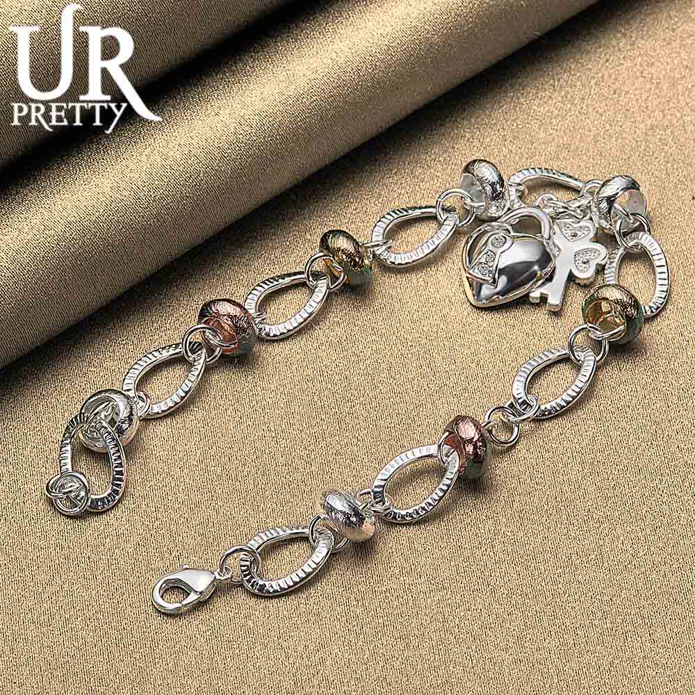 925 Sterling Silver Heart-shaped Lock with Clover Flower AAA Zircon Bracelet Fashionable Wedding Jewelry