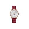 Mido Flower Series Moon Phase Watch Retro Red Quartz Movement Red Watch 31mm White Dial Leather Strap Women watches M043.023.36.031.00