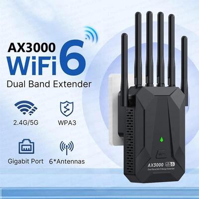 Ripetitore WiFi 6 3000Mbps Dual Band 2.4Ghz 5GHz Estensore WiFi Amplificatore WiFi Espansione Segnale a Lungo Raggio Booster per Casa/Ufficio Spina EU