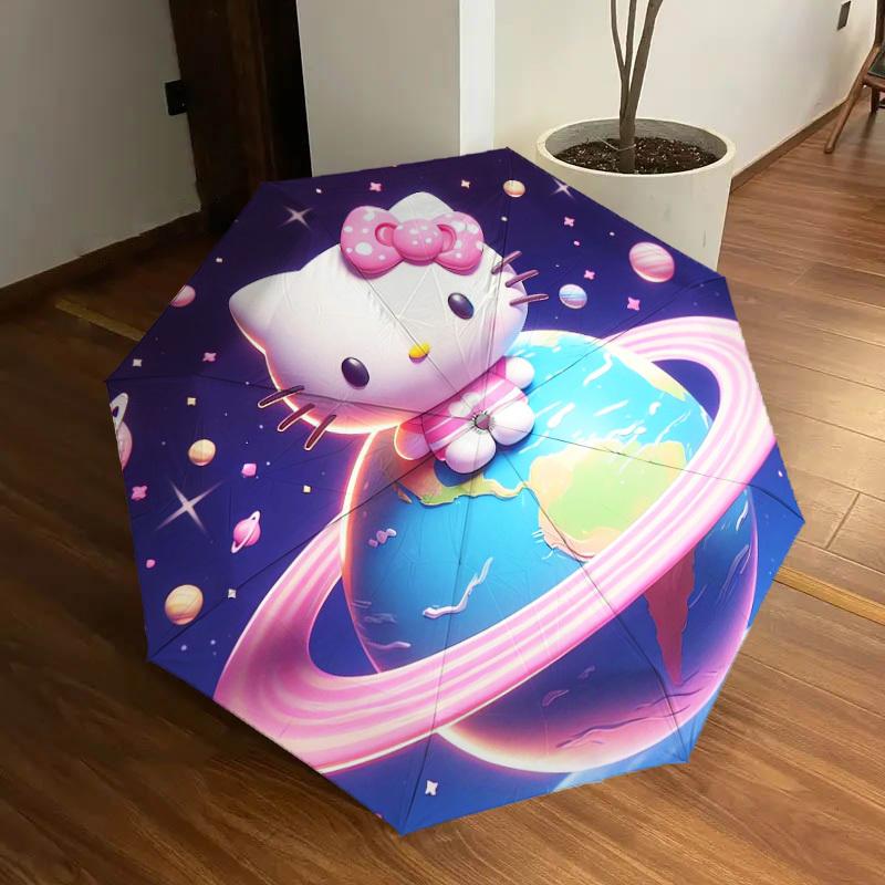 1pc Hello Kitty Galaxy Adventure Umbrella with Plastic Handle,Suitable for All Seasons Home Travel Outdoor UmbrellaSanlio577