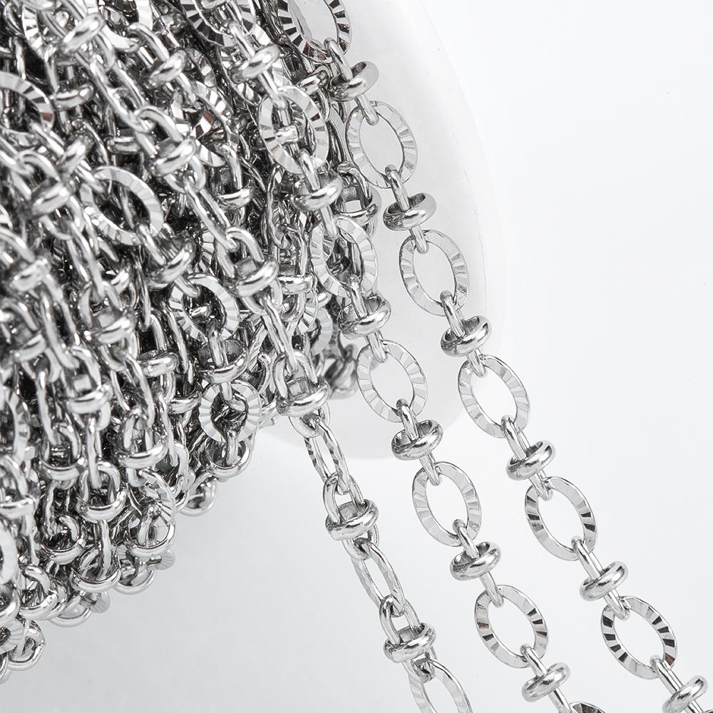 No Fade 1M Stainless Steel Cuban Keel Figaro Chain for Needlework DIY Chunky Necklace Bracelet Jewelry Making Materials Supplies