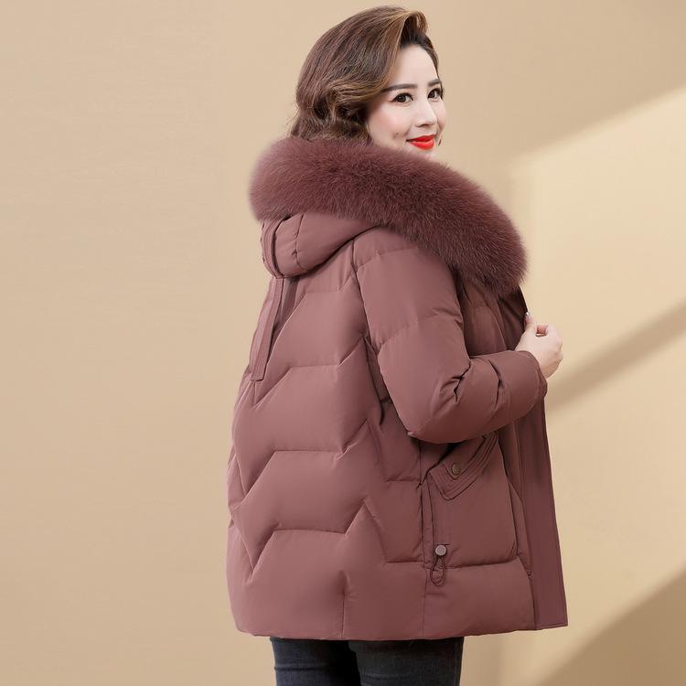 Mom's Winter Cotton Jacket for Women's Mid-length Fashion Trendy Middle-aged and Elderly People's Winter Thickened Warm Cotton Jacket New Style