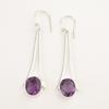 Oval Amethyst Gemstone Sterling Silver Trendy Dangling Engagement Boho Earrings EE-136-11