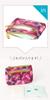 Floral Series Makeup Cosmetic Tissue Pink Floral Print Zipper Tissue Pouch, Pouch, Case, (Two-Tier Case)